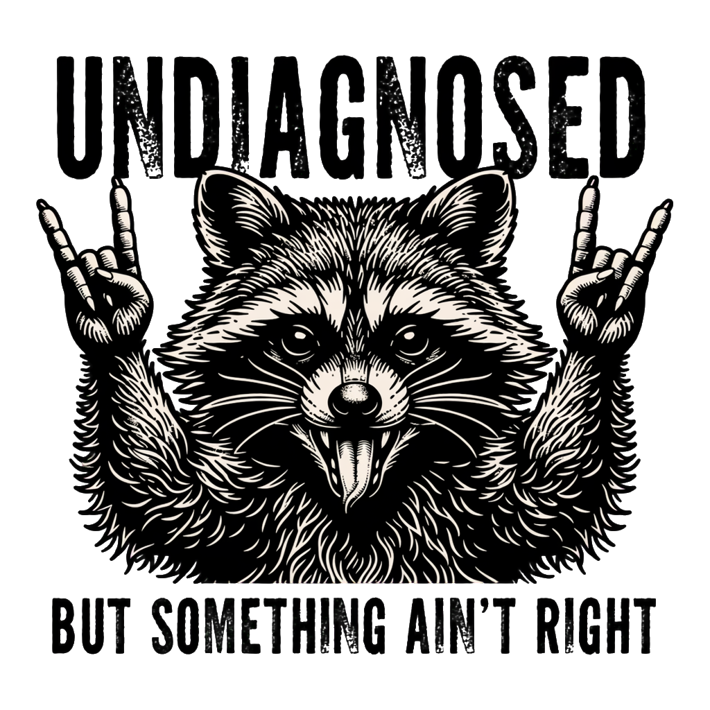 Undiagnosed But Something Ain't Right raccoon graphic design