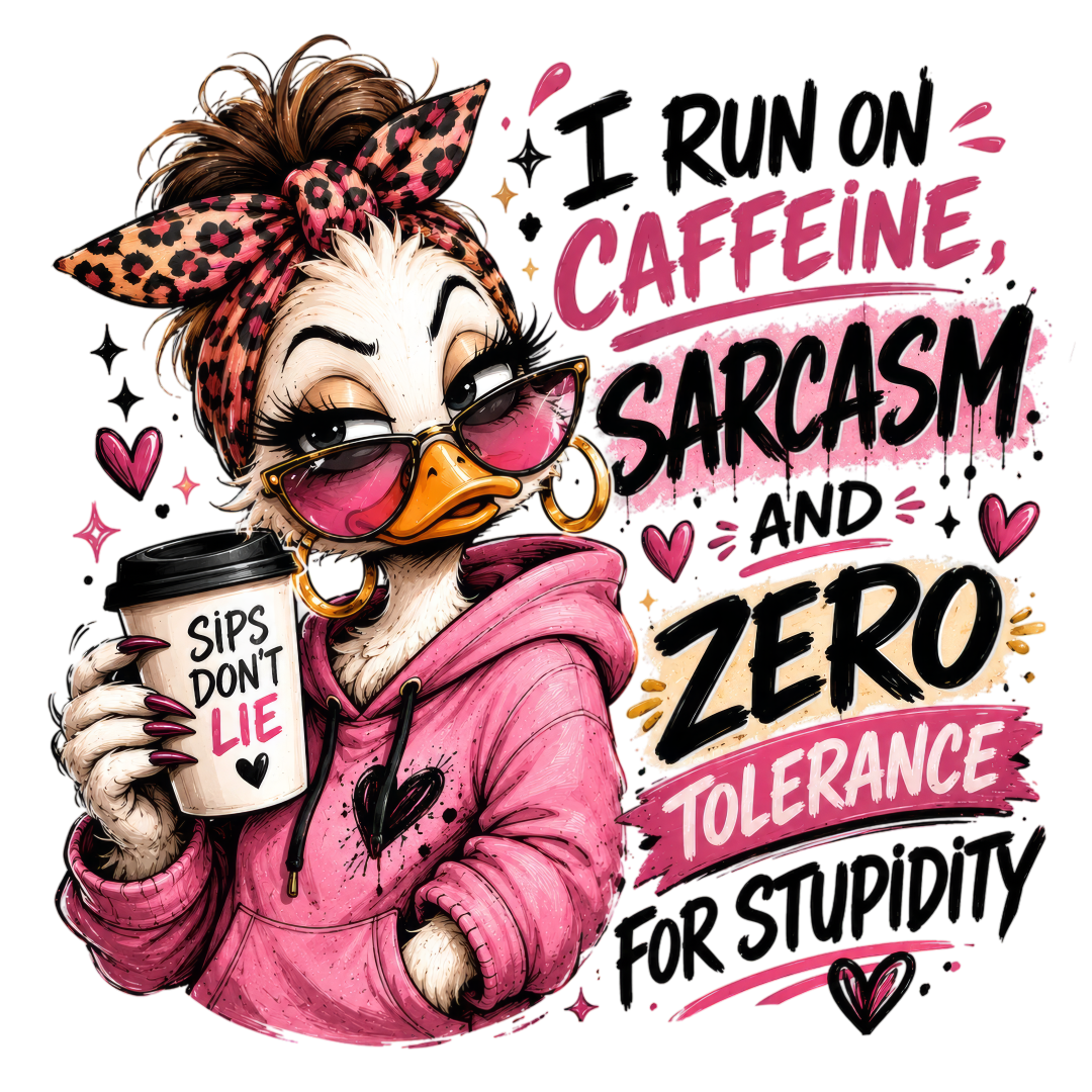 I Run On Caffeine Sarcasm and Zero Tolerance For Stupidity graphic design