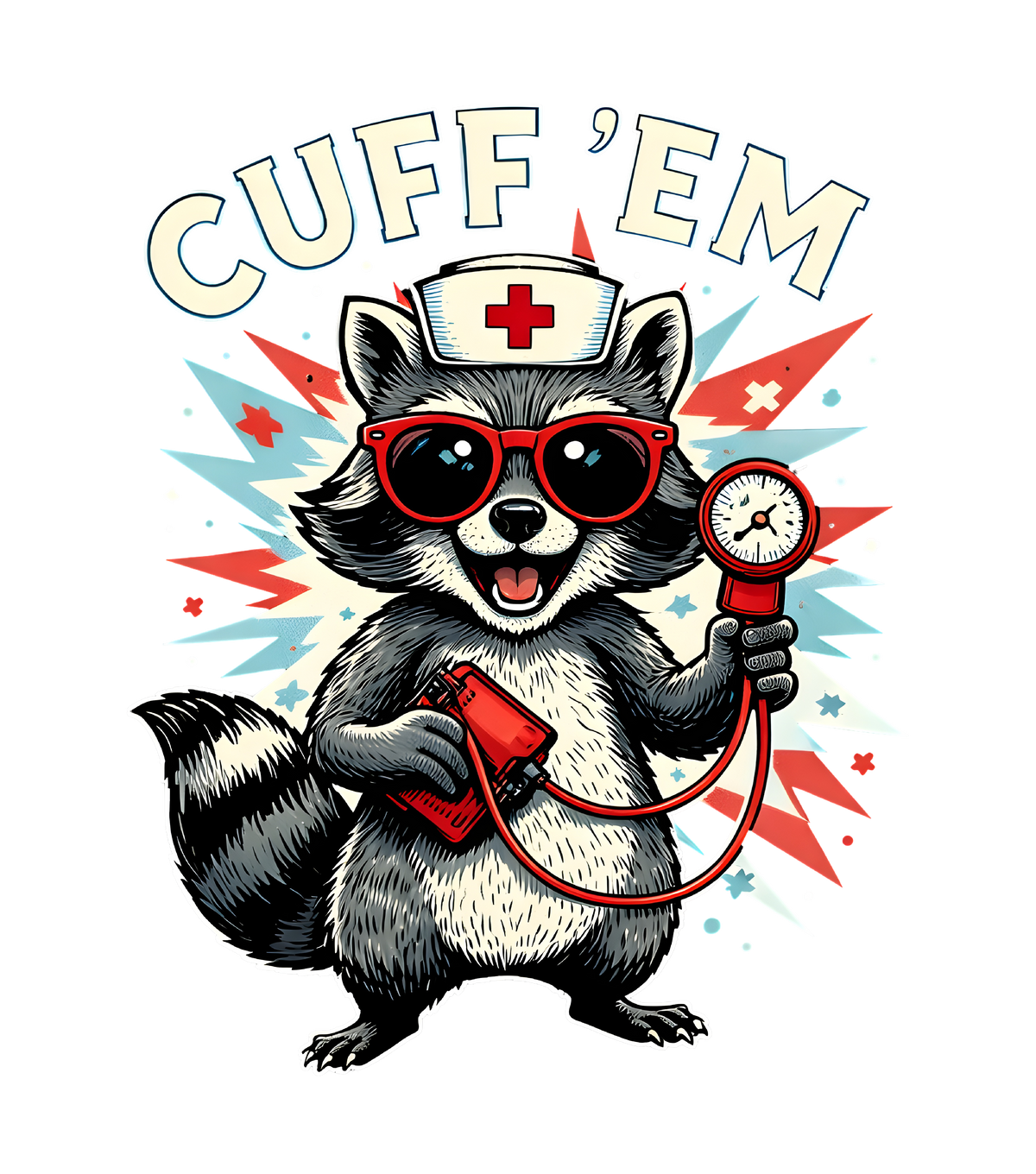 Cuff Em raccoon nurse design