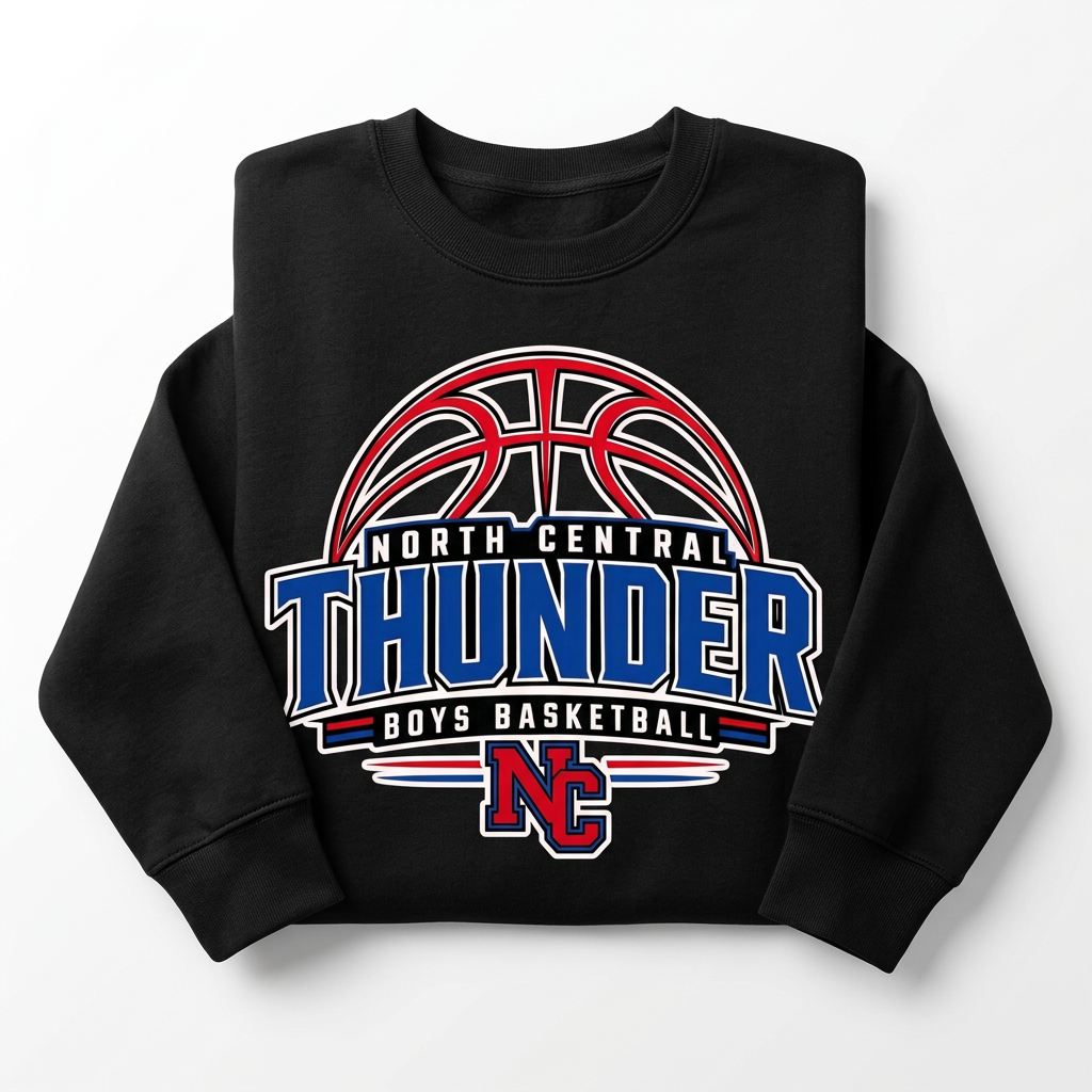NC Thunder Boys Basketball Crewneck Design 3 - Black