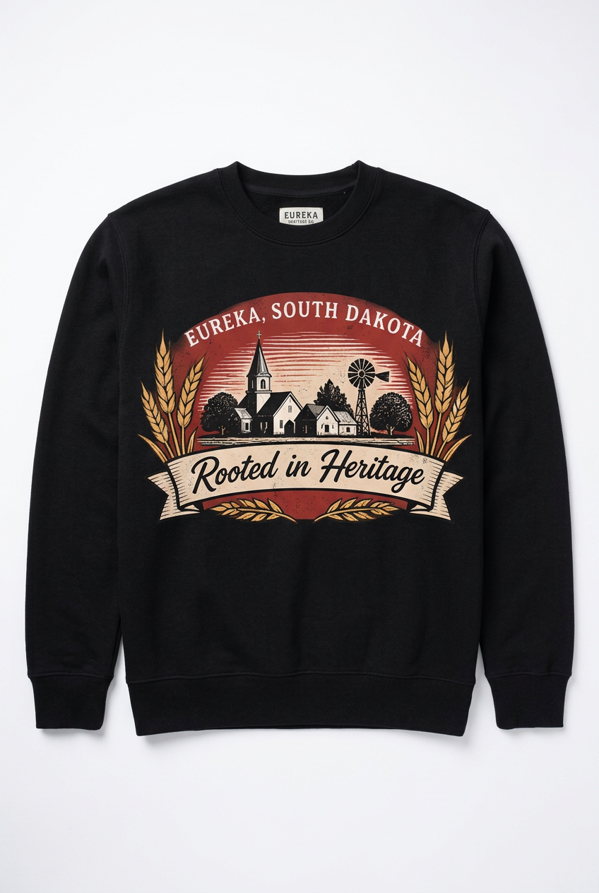 Rooted in Heritage Crewneck - Black Flat Lay