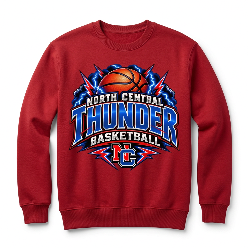 NC Thunder Basketball Crewneck - Red