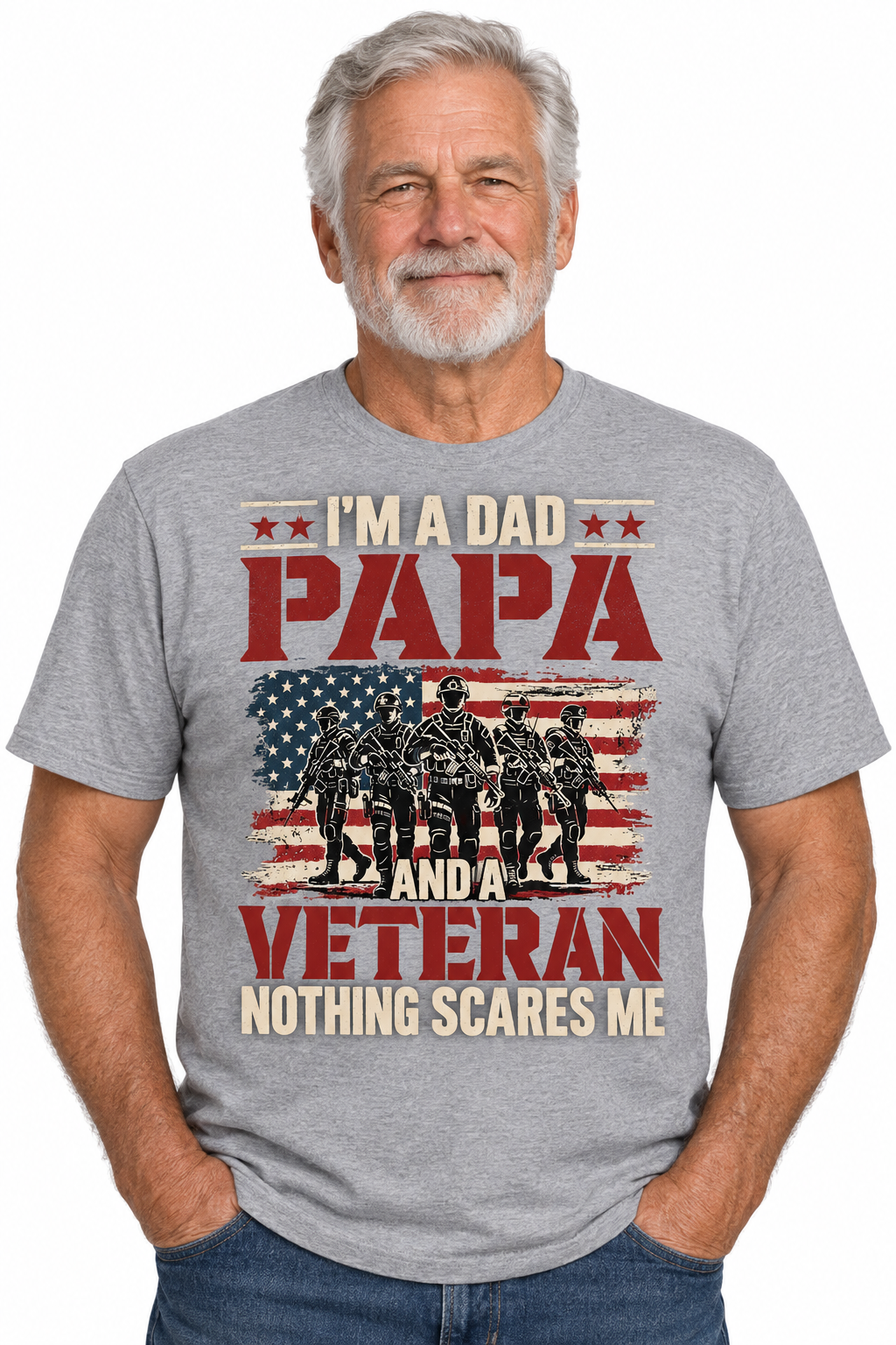 Dad Papa Veteran design on sports gray t-shirt