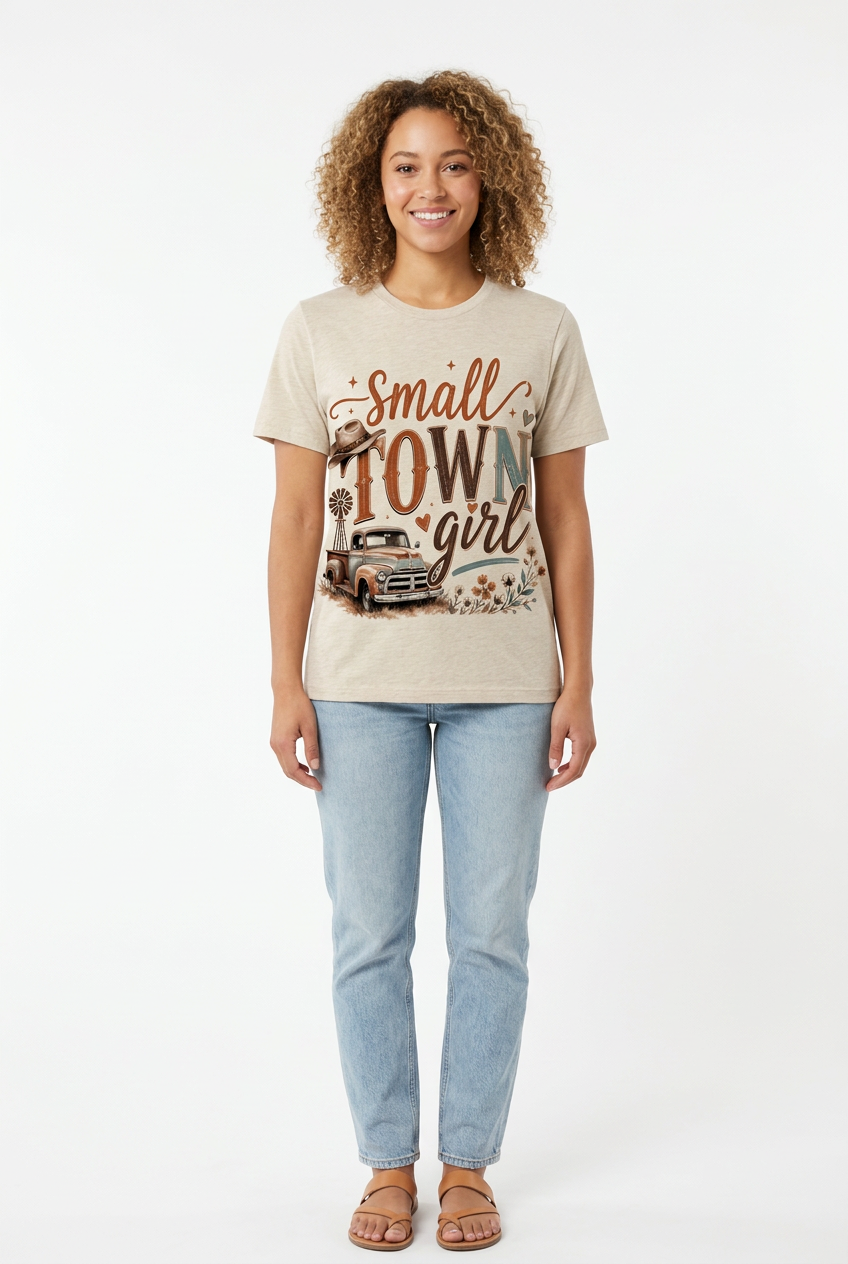 Small Town Girl Tee - Heathered Oatmeal