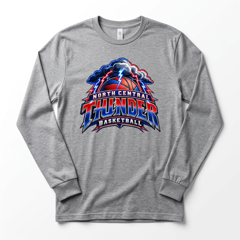 NC Thunder Basketball Long Sleeve Design 4 - Sports Gray
