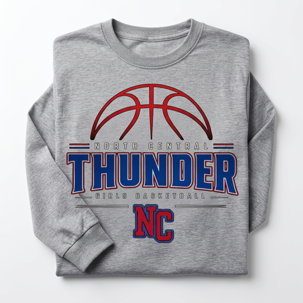 NC Thunder Girls Basketball Long Sleeve Design 2 - Sports Gray