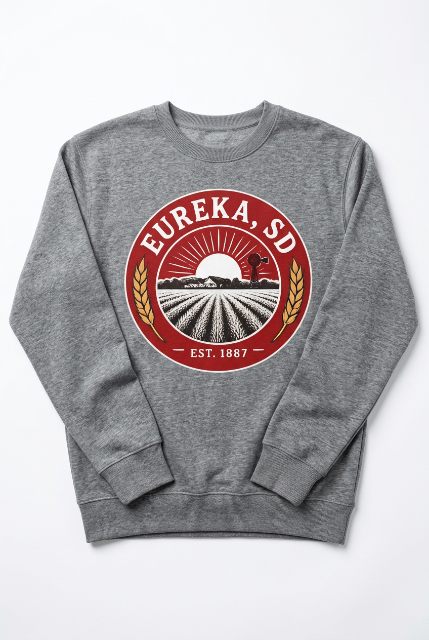 Eureka SD Est. 1887 Crewneck - Sports Gray Flat Lay