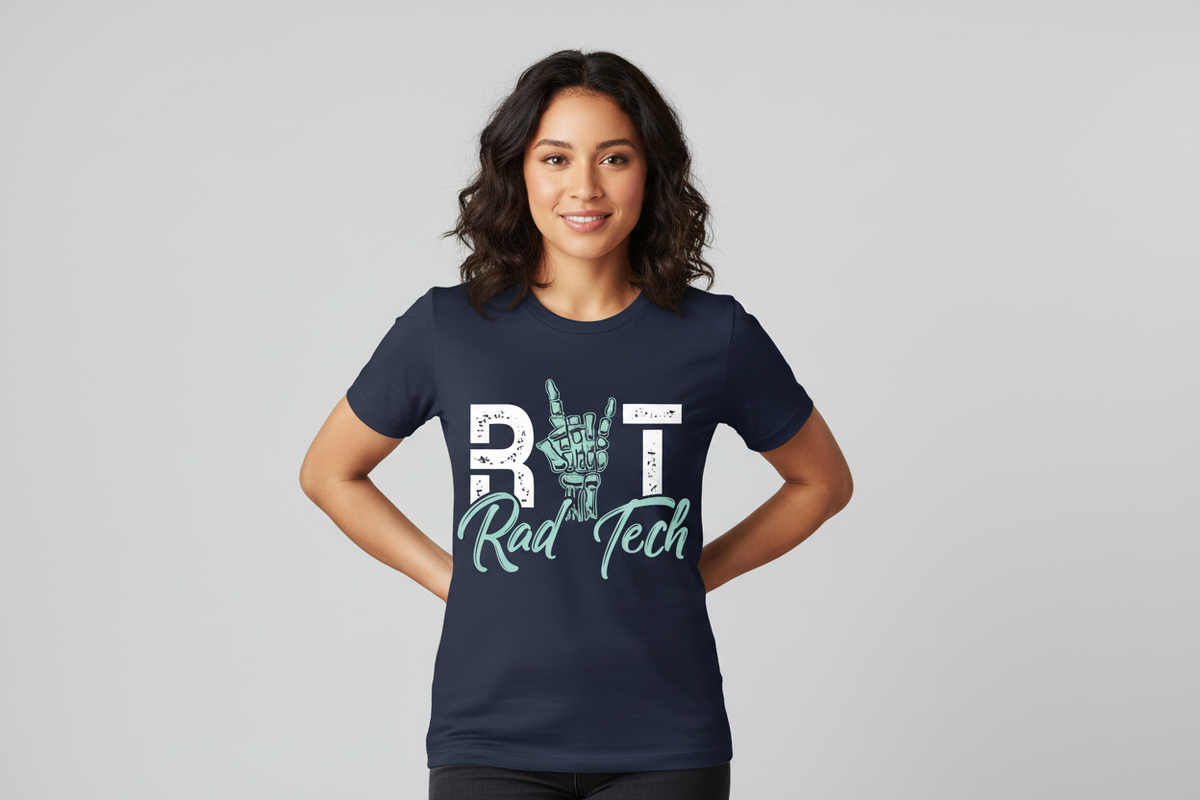 Rad Tech Skeleton Hand Tee in Navy