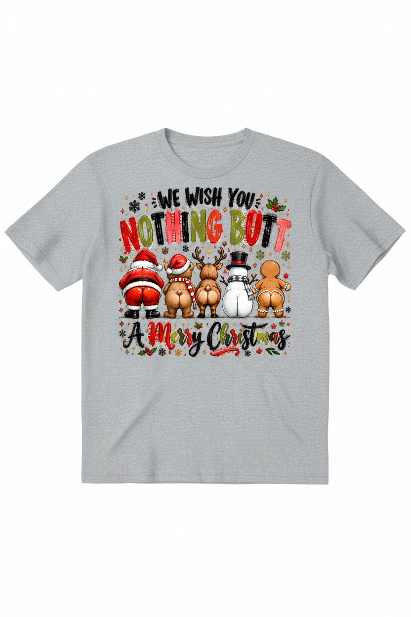 Nothing But A Merry Christmas T-Shirt in Heather Grey