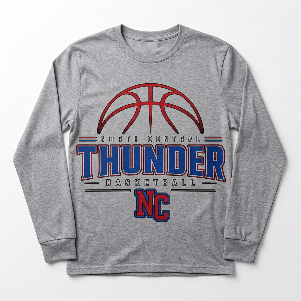 NC Thunder Basketball Long Sleeve Design 2 - Sports Gray