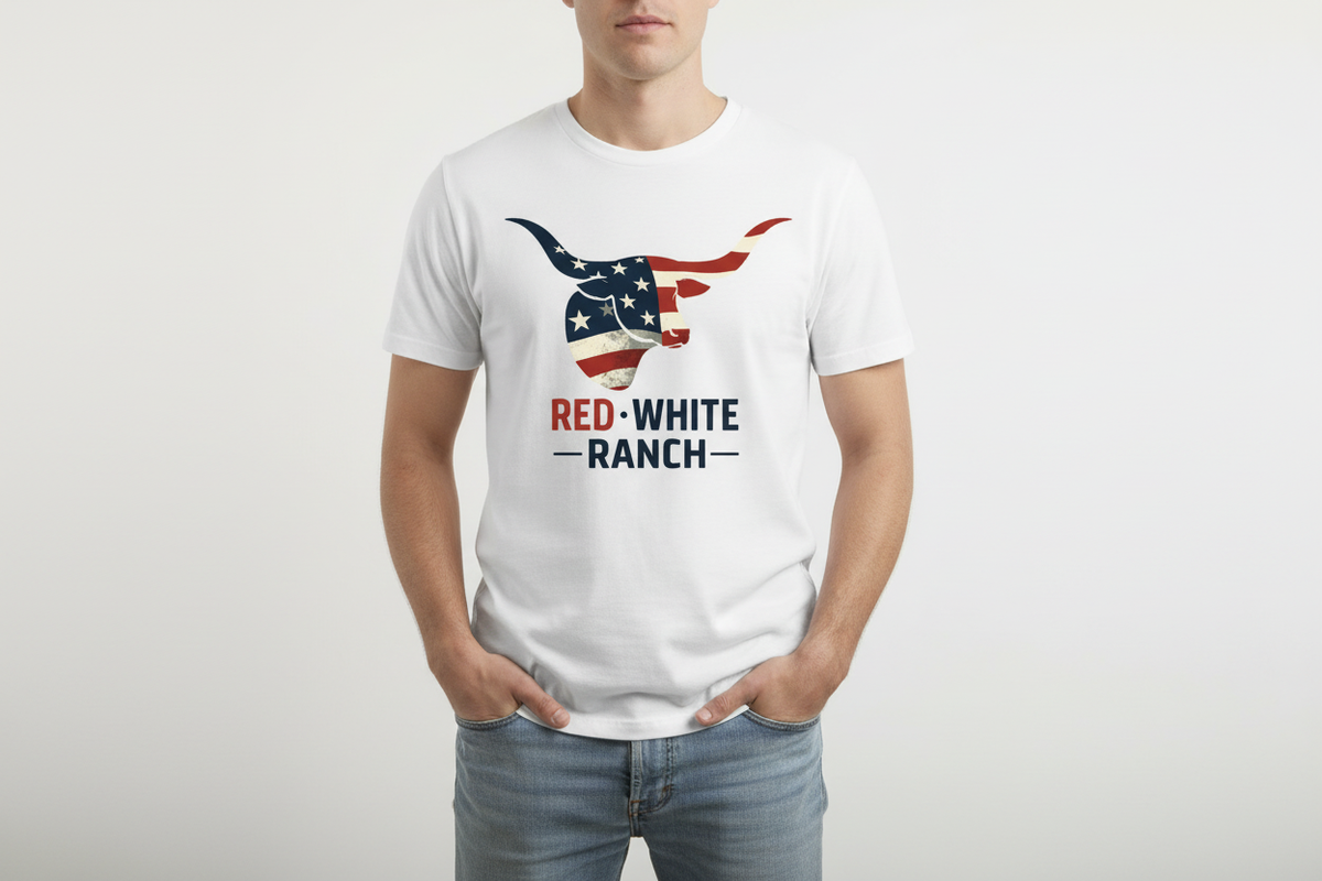 Red White Ranch white t-shirt