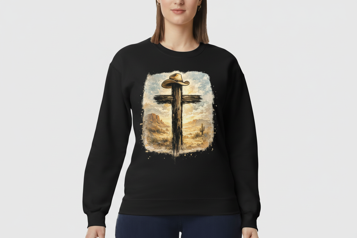 Western Cross Crewneck in Black