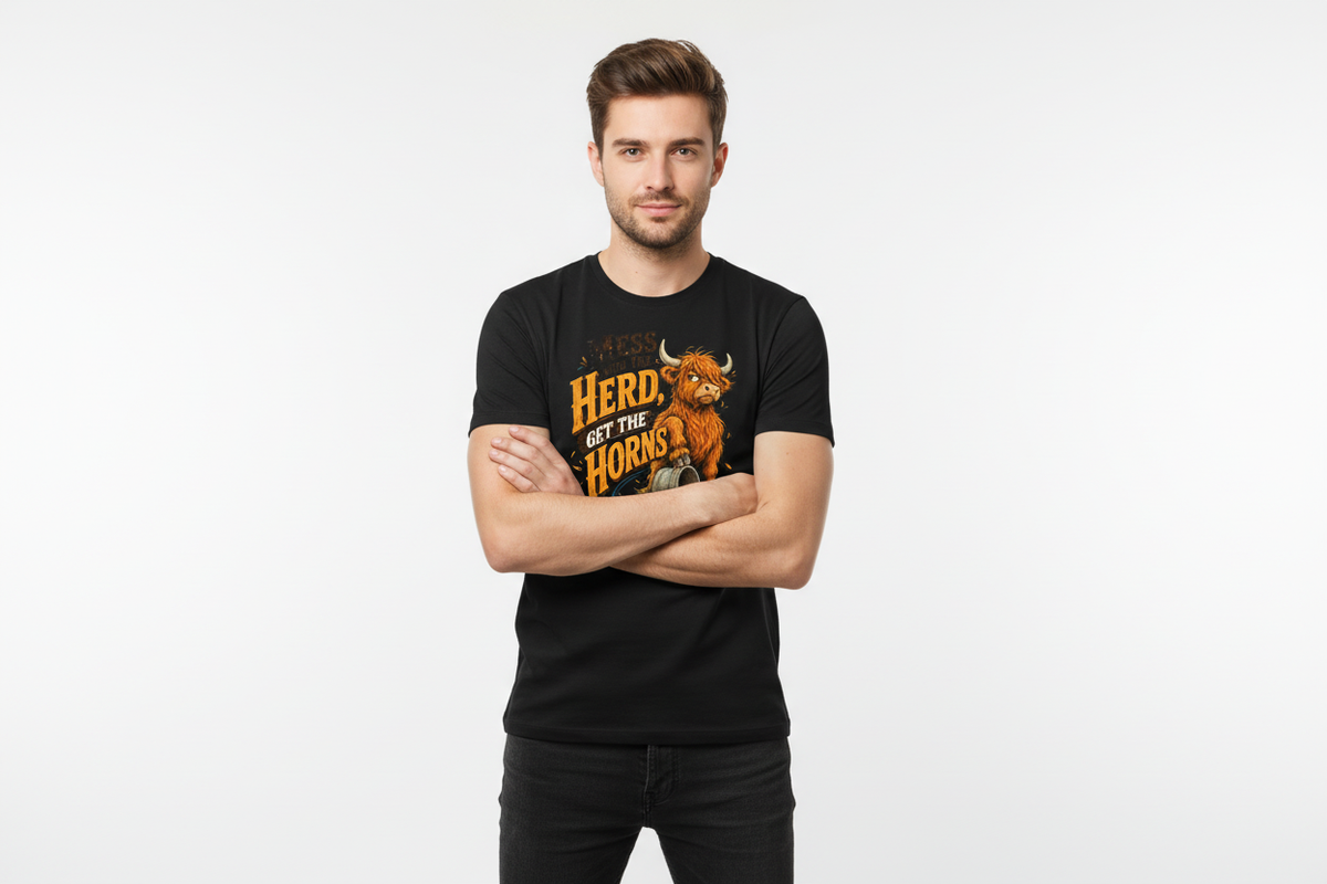 Mess With the Herd Get the Horns tee in Black