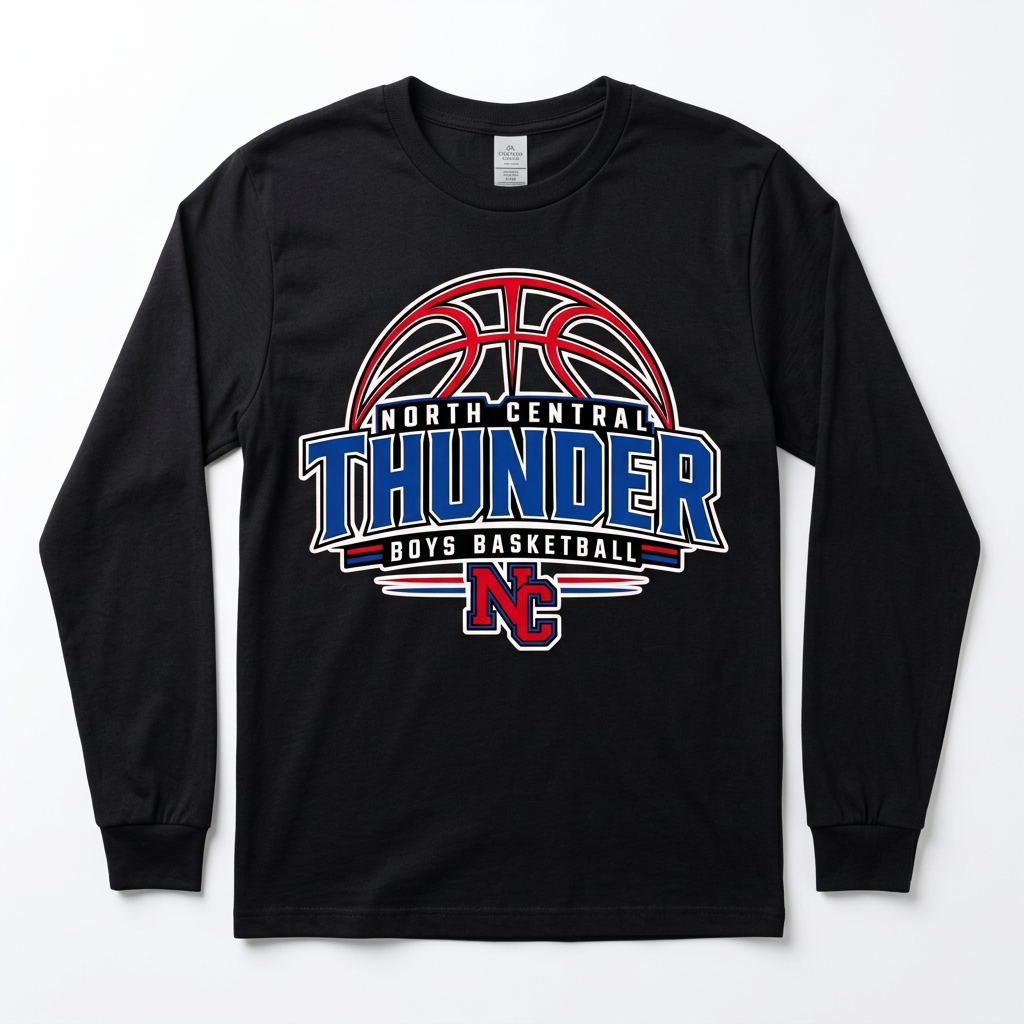 NC Thunder Boys Basketball Long Sleeve Design 3 - Black