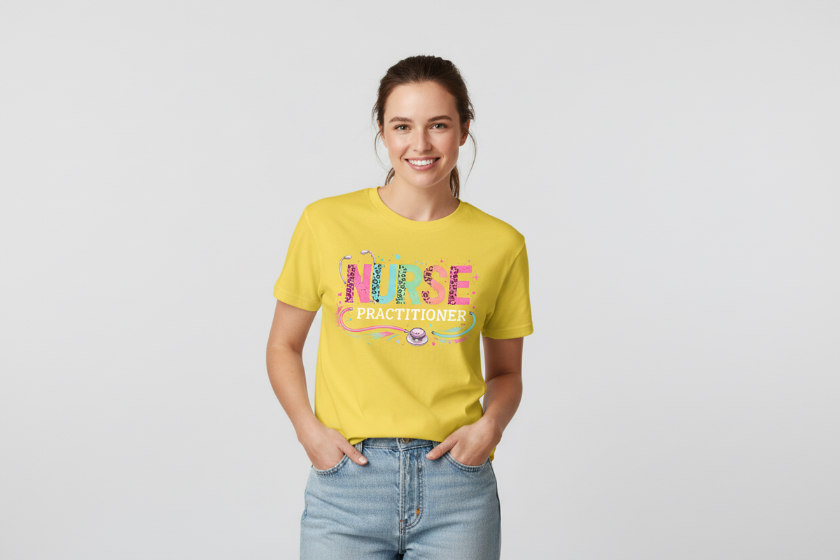 Leopard Print NURSE Tee in Yellow