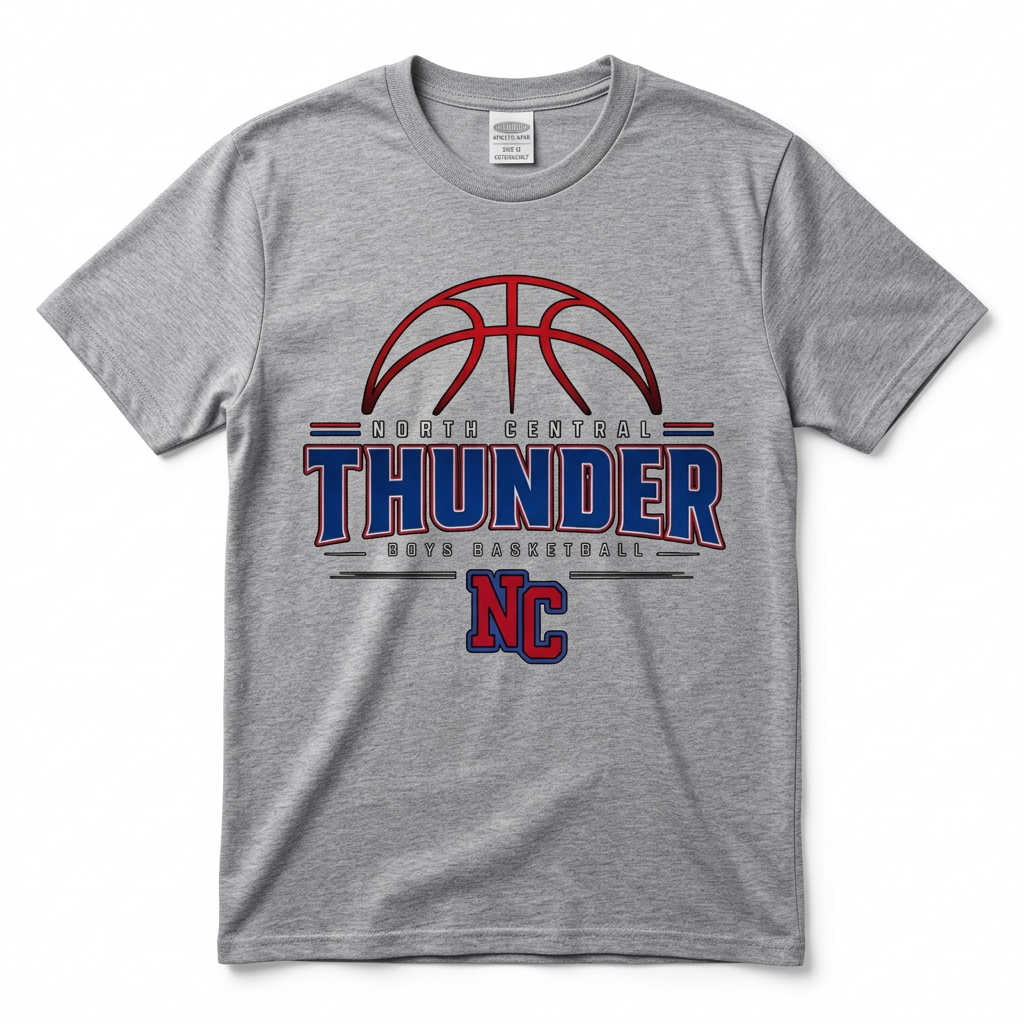 NC Thunder Boys Basketball Tee Design 2 - Sports Gray