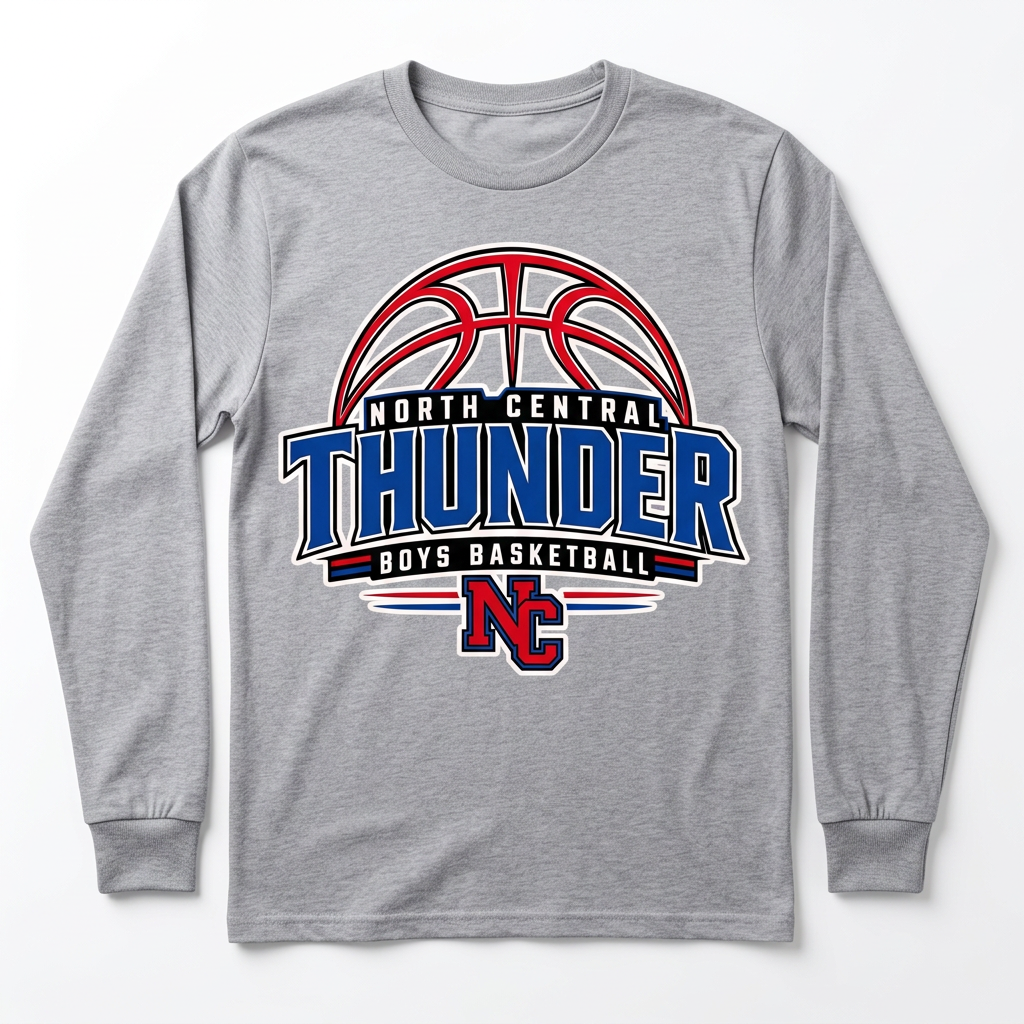 NC Thunder Boys Basketball Long Sleeve Design 3 - Sports Gray