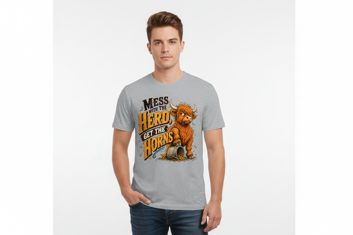 Mess With the Herd Get the Horns tee in Gray