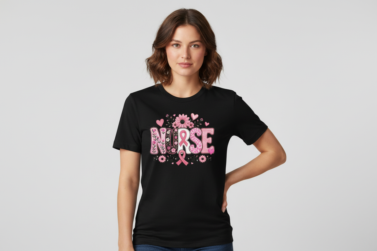 Breast Cancer Awareness NURSE Tee in Black