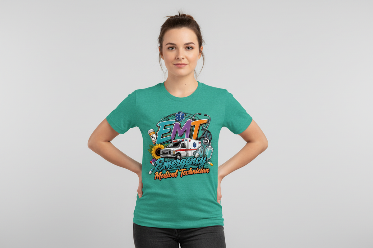 EMT Emergency Medical Technician Tee in Heathered Sea Green