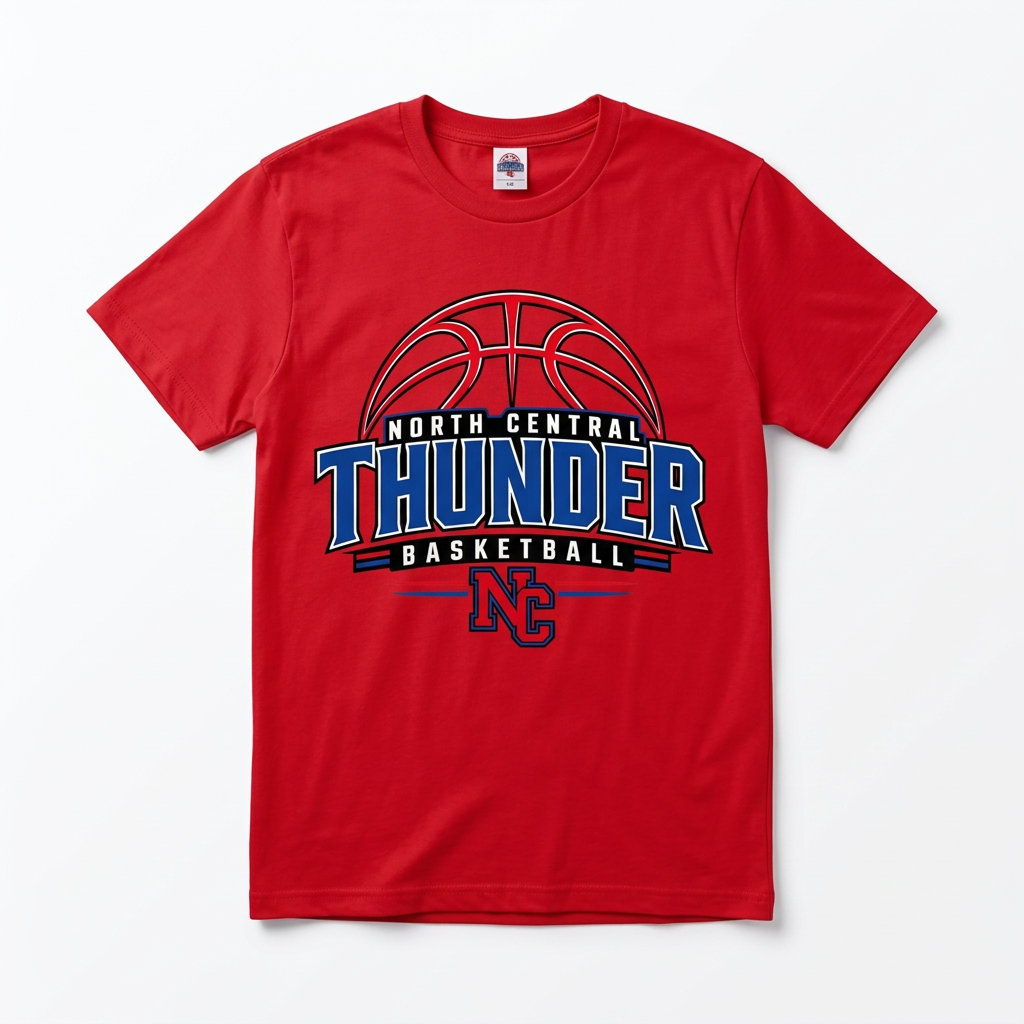 NC Thunder Basketball Tee Design 3 - Red