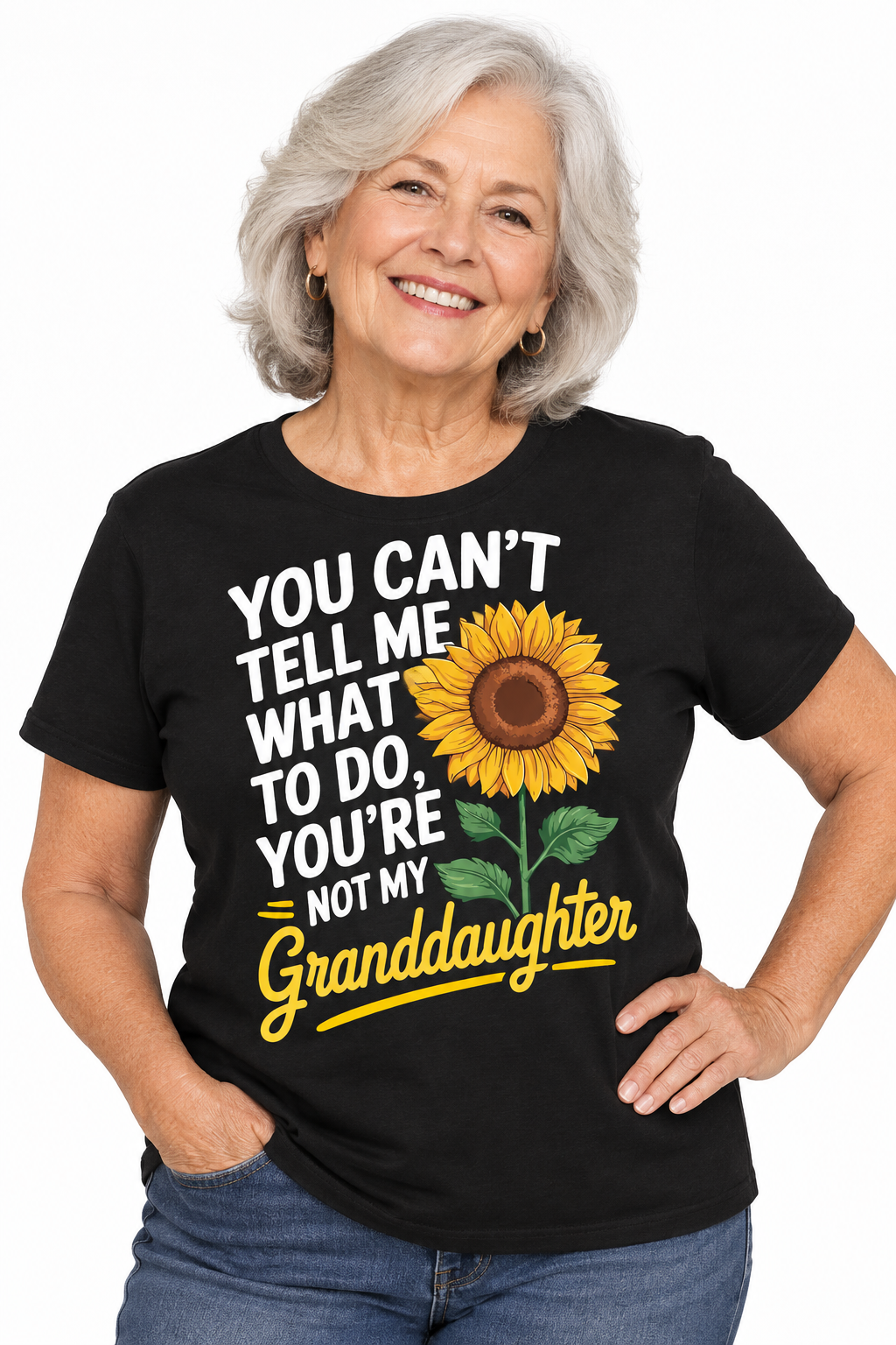 You Can't Tell Me Grandma Tee in Black