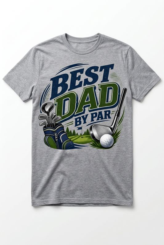 Best Dad by Par Golf Tee - Sport Gray Flat Lay