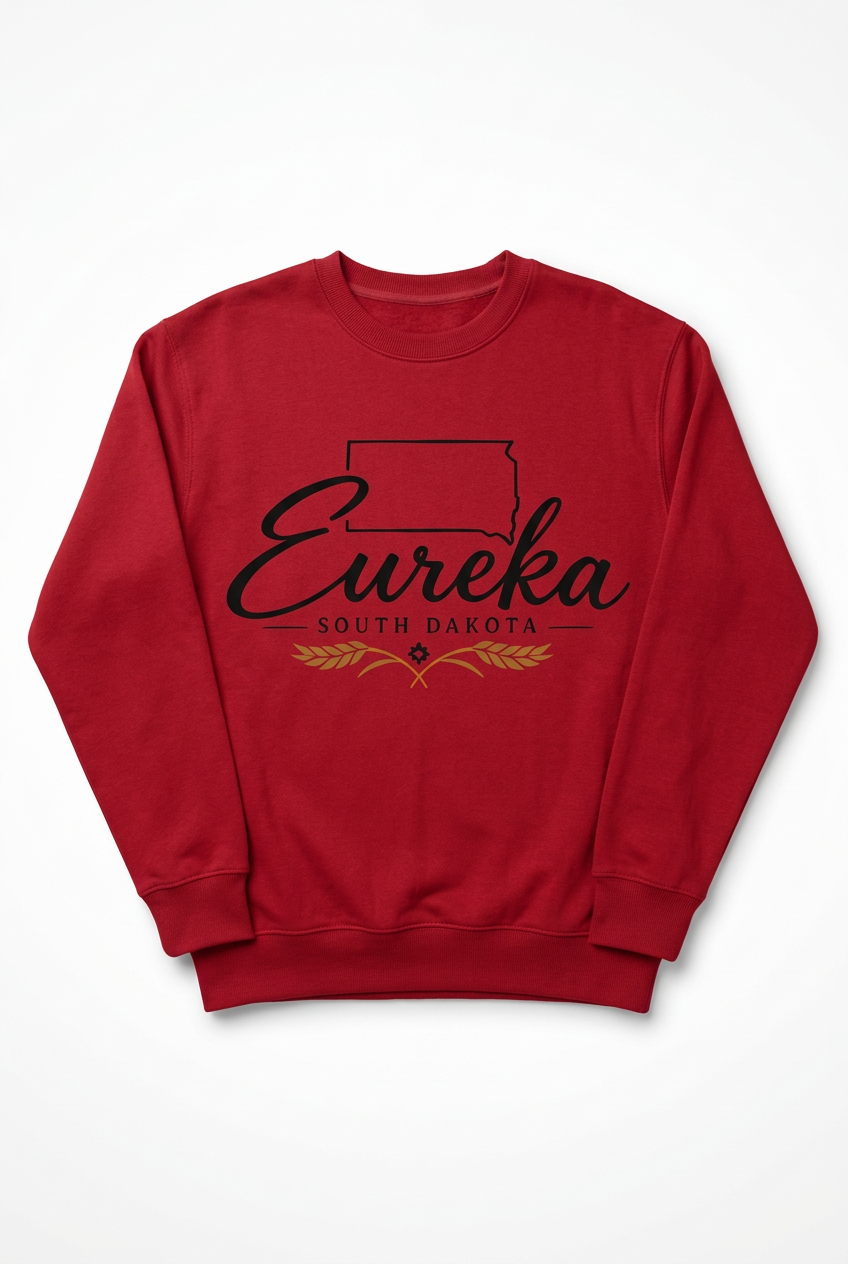 Eureka SD State Script Crewneck - Red Flat Lay