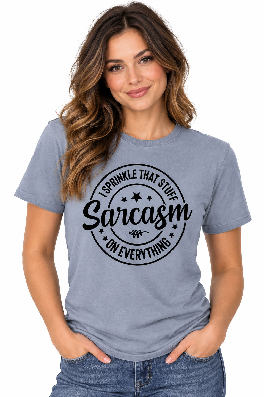 Sarcasm - Vintage Denim T-Shirt on female model