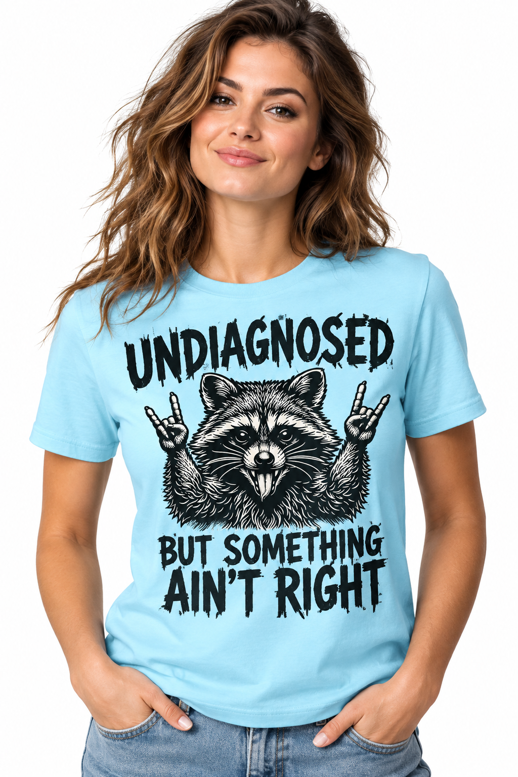 Undiagnosed - Sky Blue T-Shirt on female model