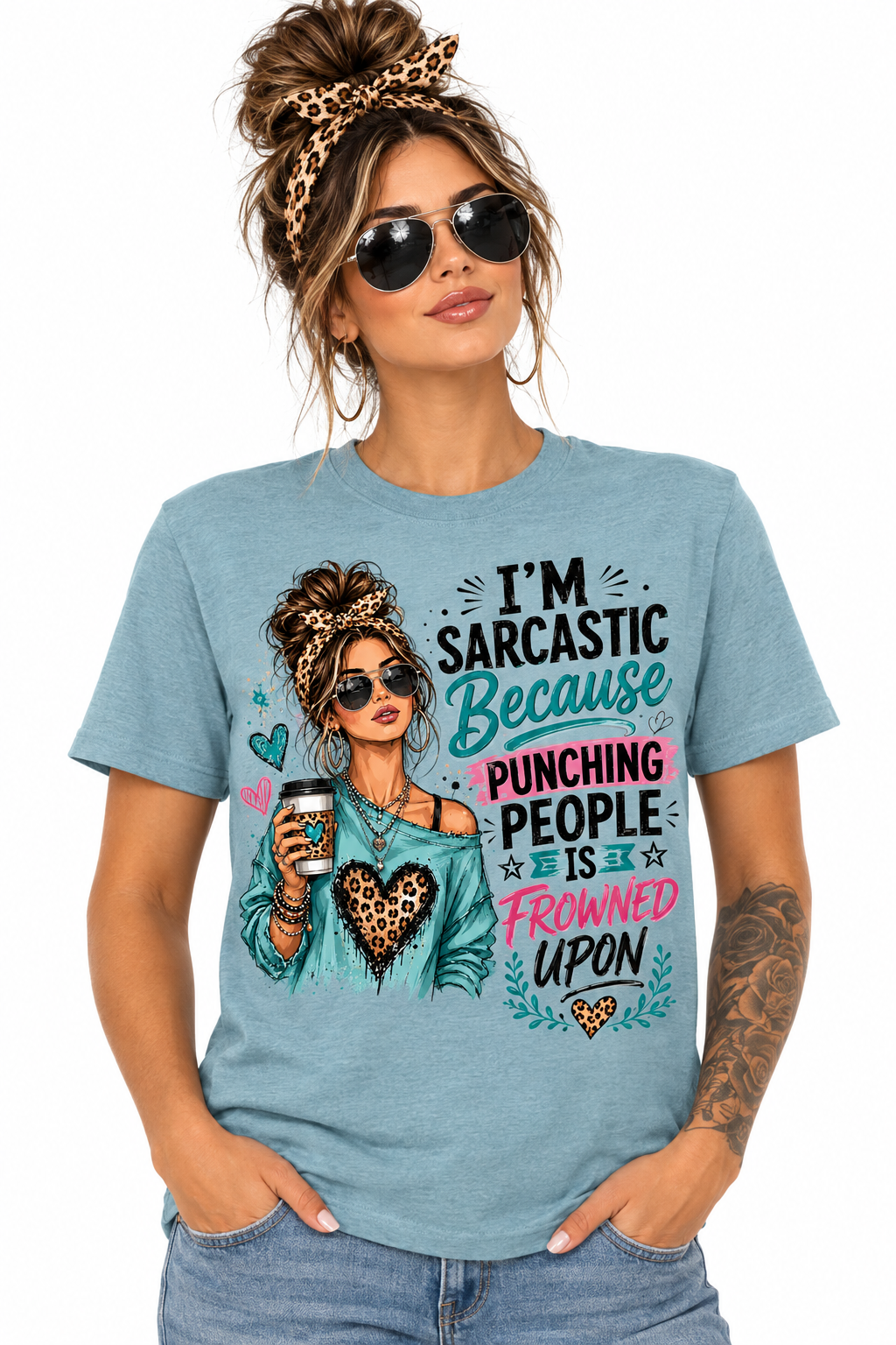 I'm Sarcastic Tee in Heathered Blue Lagoon