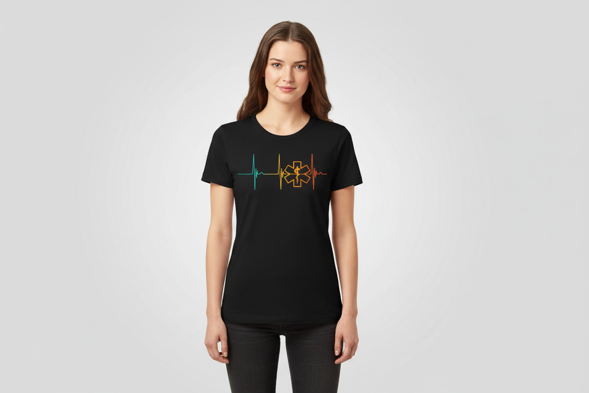 EKG Star of Life Gradient Tee in Black