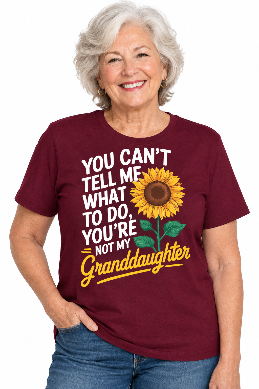 You Can't Tell Me Grandma Tee in Maroon