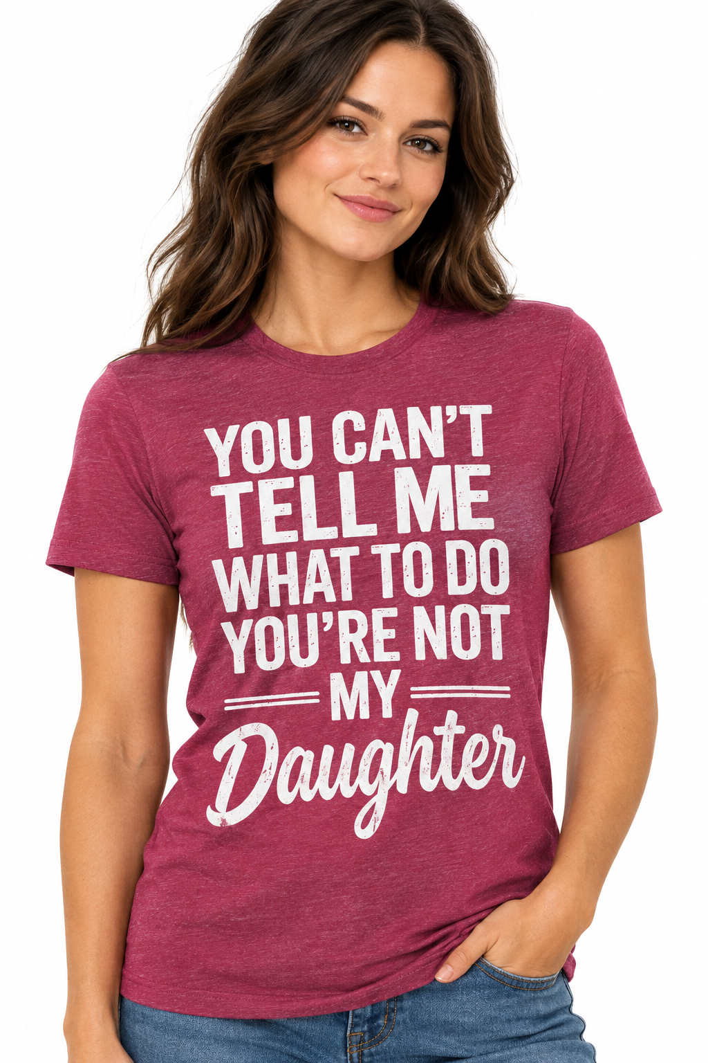 You Can't Tell Me Daughter Tee in Heathered Raspberry