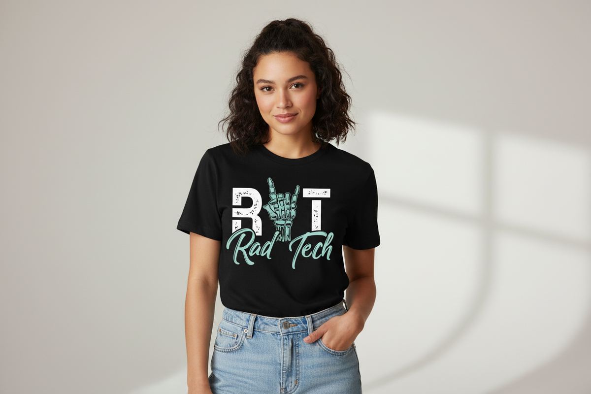 Rad Tech Skeleton Hand Tee in Black