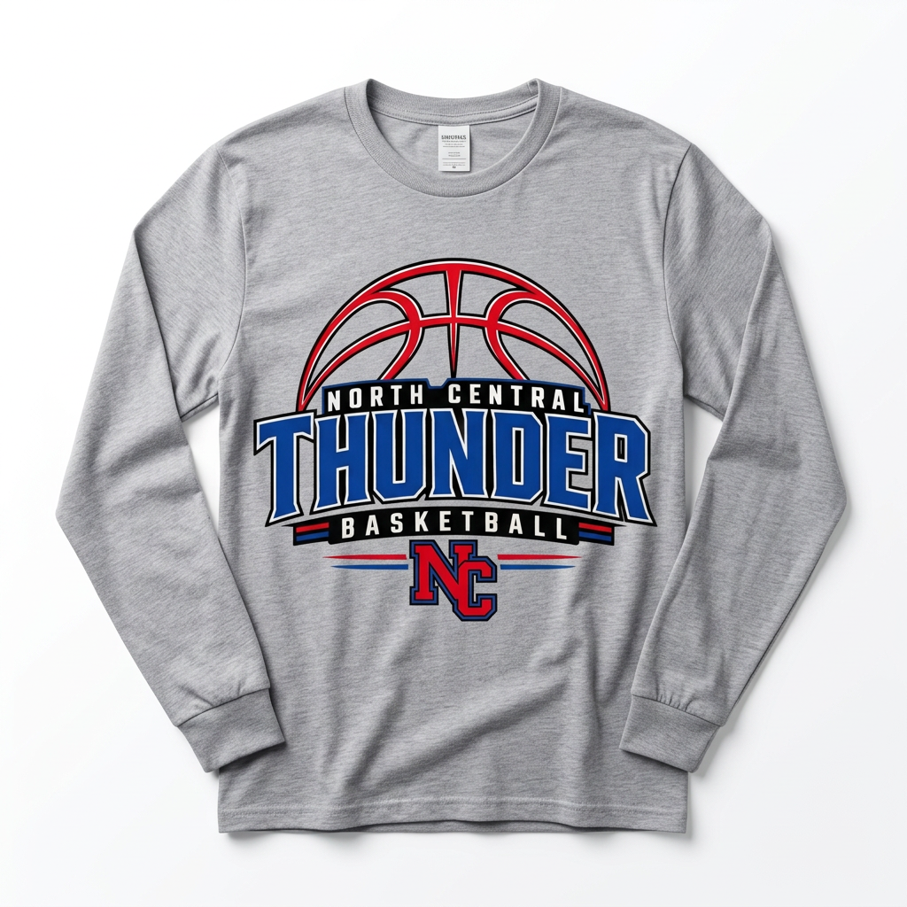 NC Thunder Basketball Long Sleeve Design 3 - Sports Gray