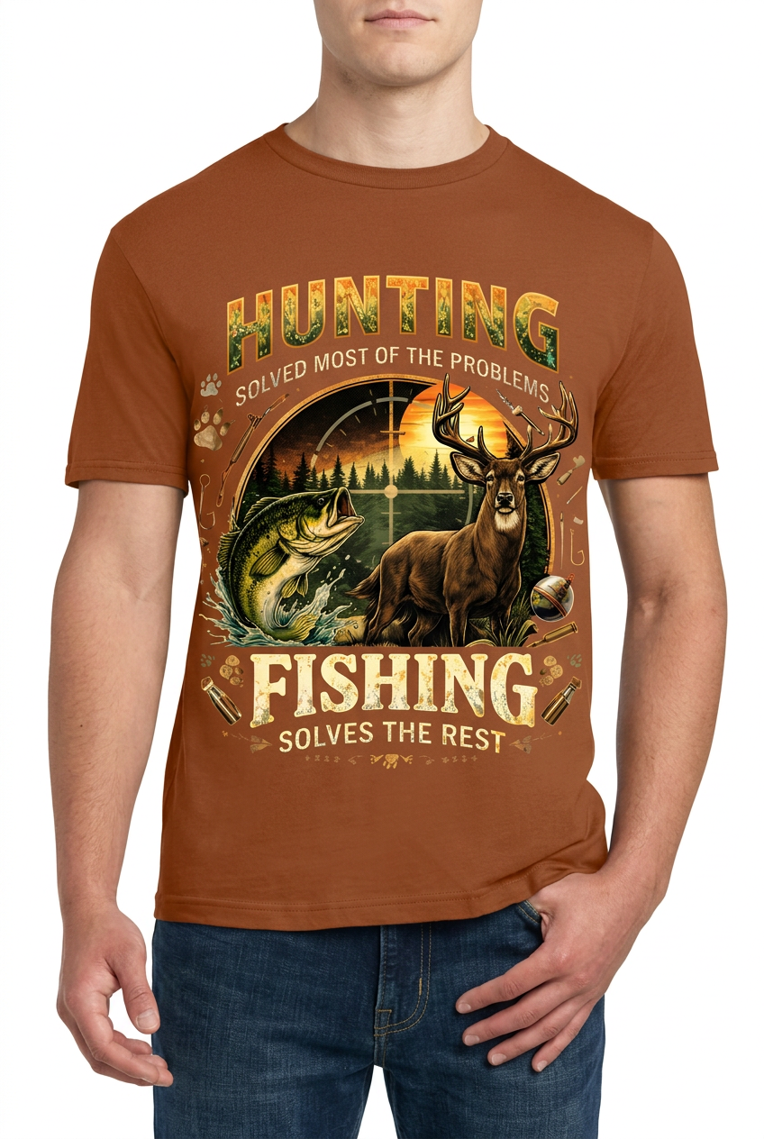Hunting & Fishing Graphic Tee - Texas Orange