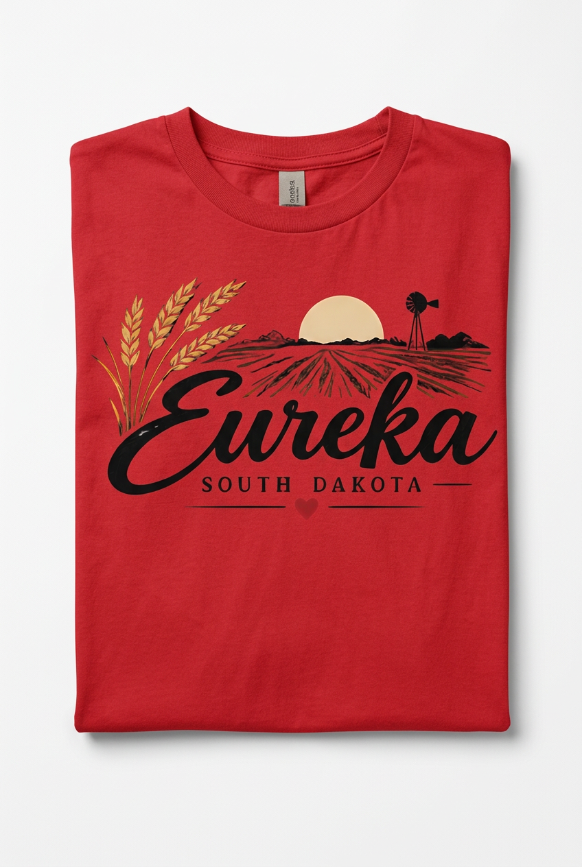 Eureka SD Sunrise T-Shirt - Red Flat Lay