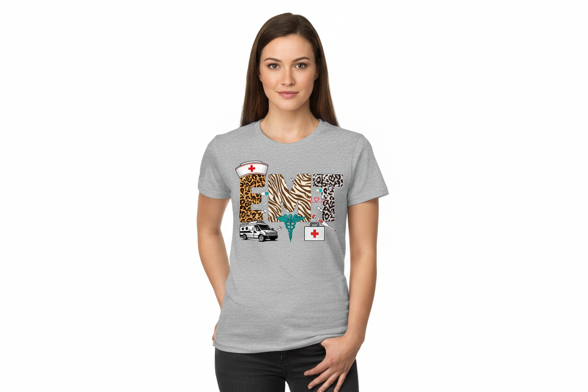 EMT Animal Print Tee in Iced Gray