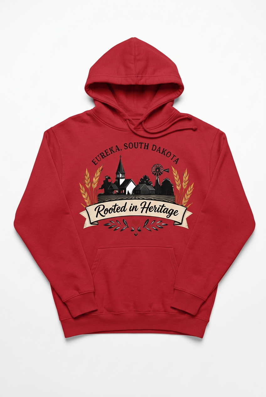 Rooted in Heritage Hoodie - Red Flat Lay