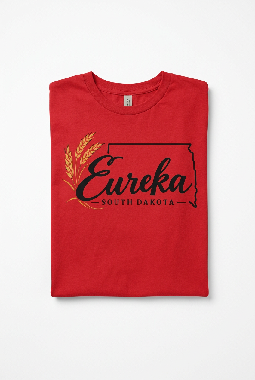 Eureka SD Script T-Shirt - Red Flat Lay