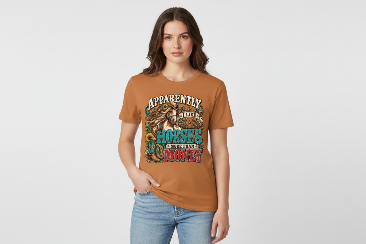 Apparently I Like Horses More Than Money tee in Toast