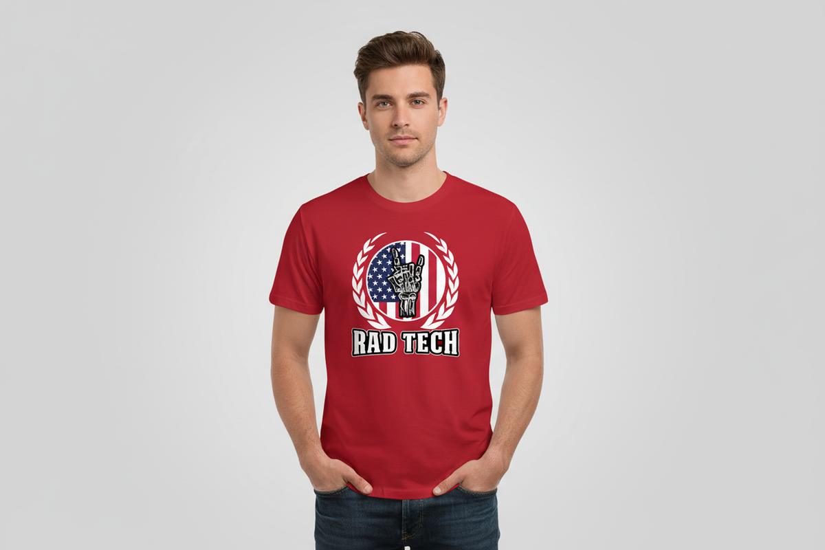 Rad Tech American Flag Tee in Red