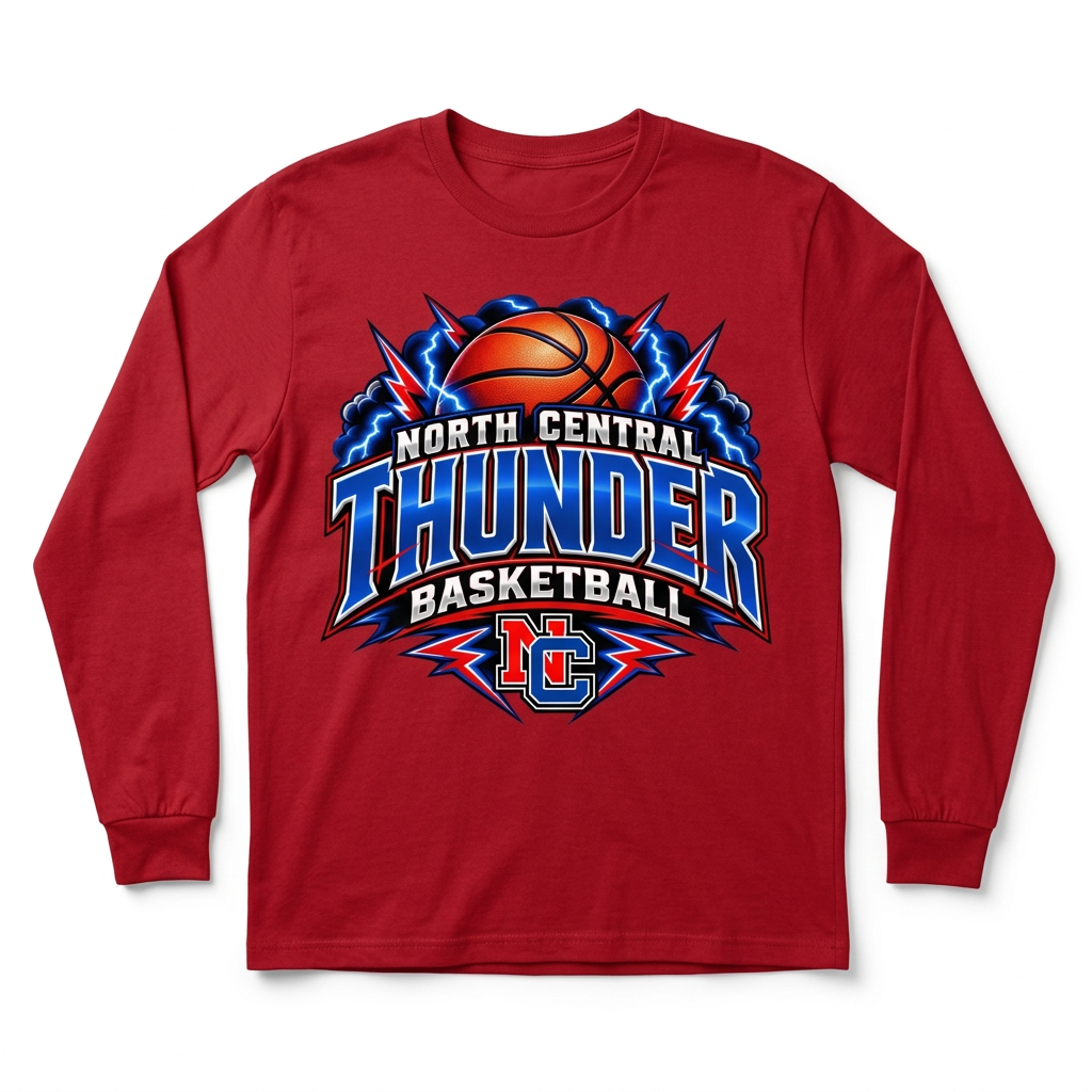 NC Thunder Basketball Long Sleeve - Red