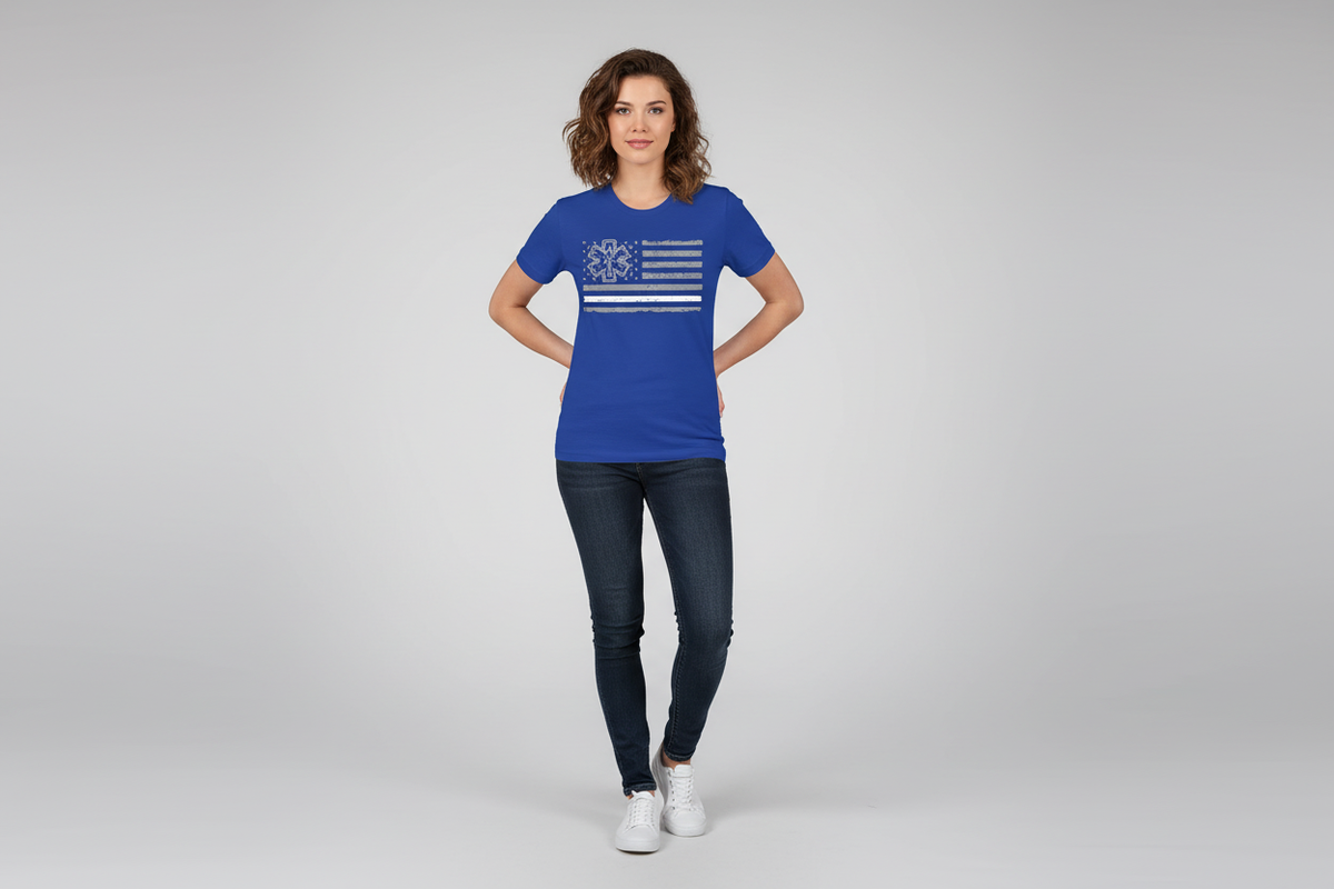 Thin White Line EMS Flag Tee in Blue