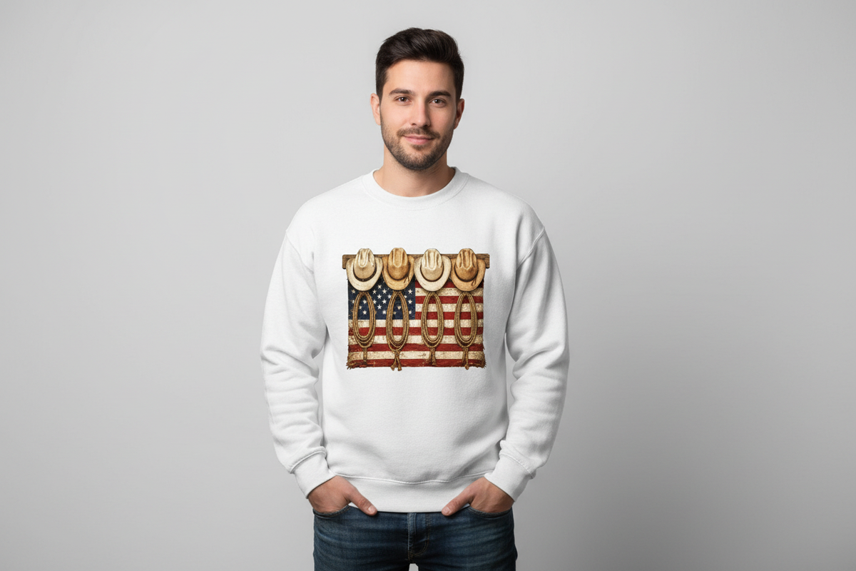 Cowboy Hats American Flag crewneck in White
