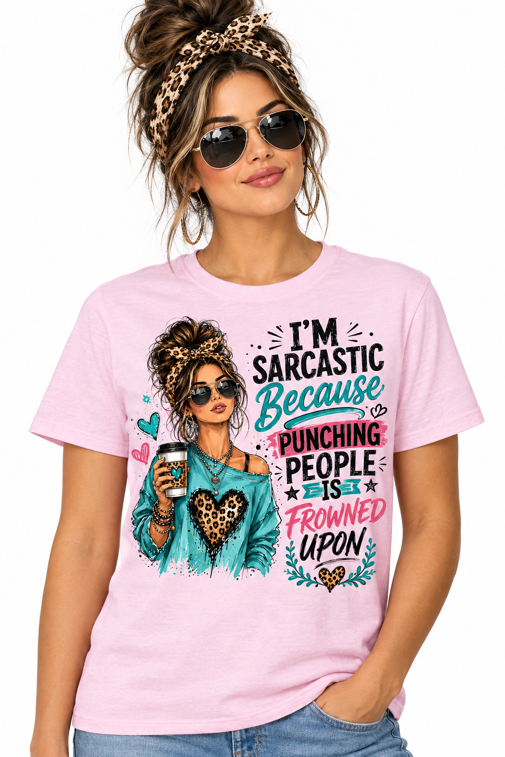 I'm Sarcastic Tee in Light Pink