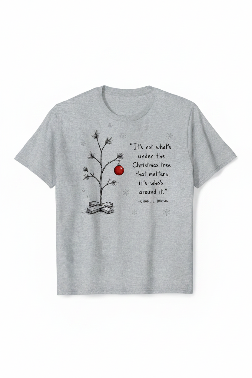 Charlie Brown Christmas Tree T-Shirt in Heather Grey