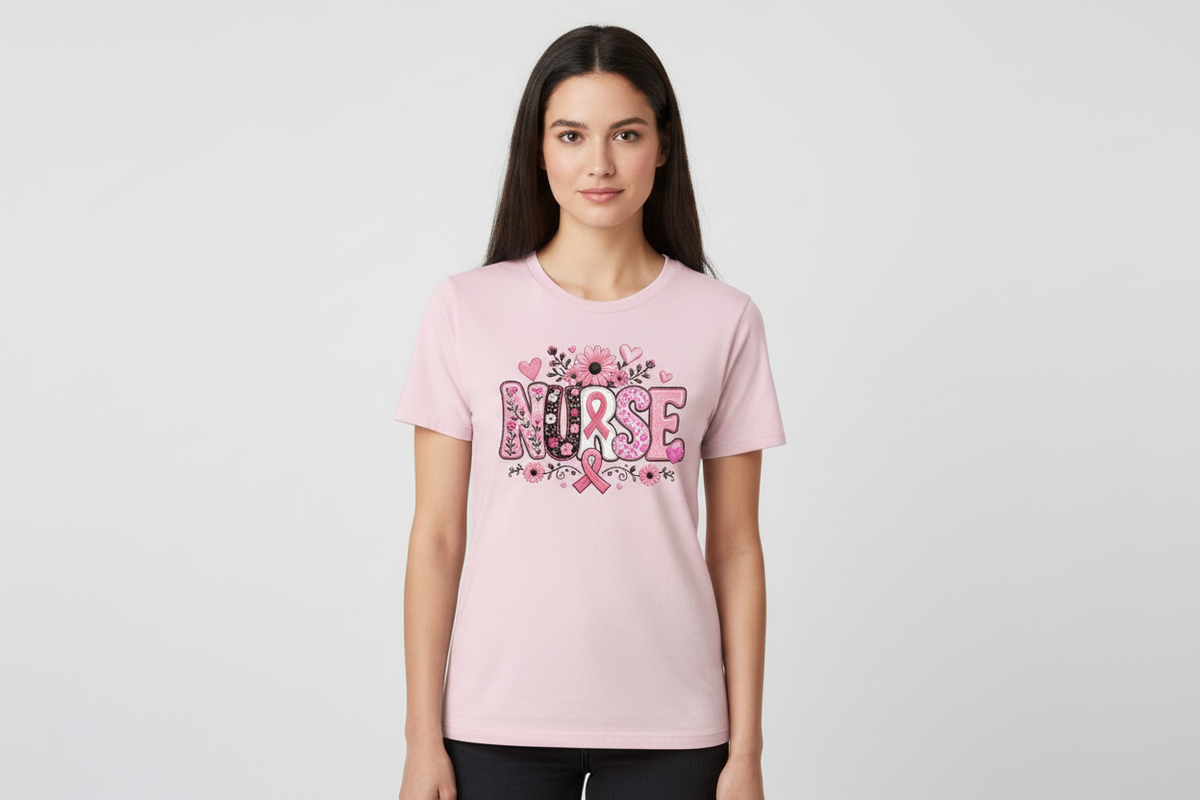 Breast Cancer Awareness NURSE Tee in Light Pink