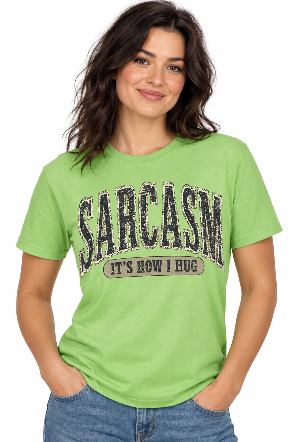 Sarcasm It's How I Hug - Kiwi T-Shirt on female model